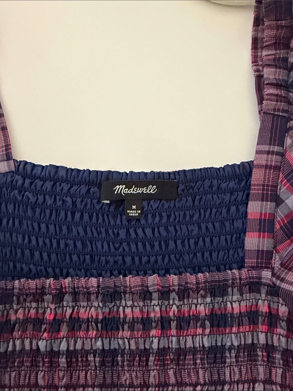 Madewell Lucie Puff-Sleeve Smocked Mini Dress in Rockfern Plaid Size M - Picture 7 of 8